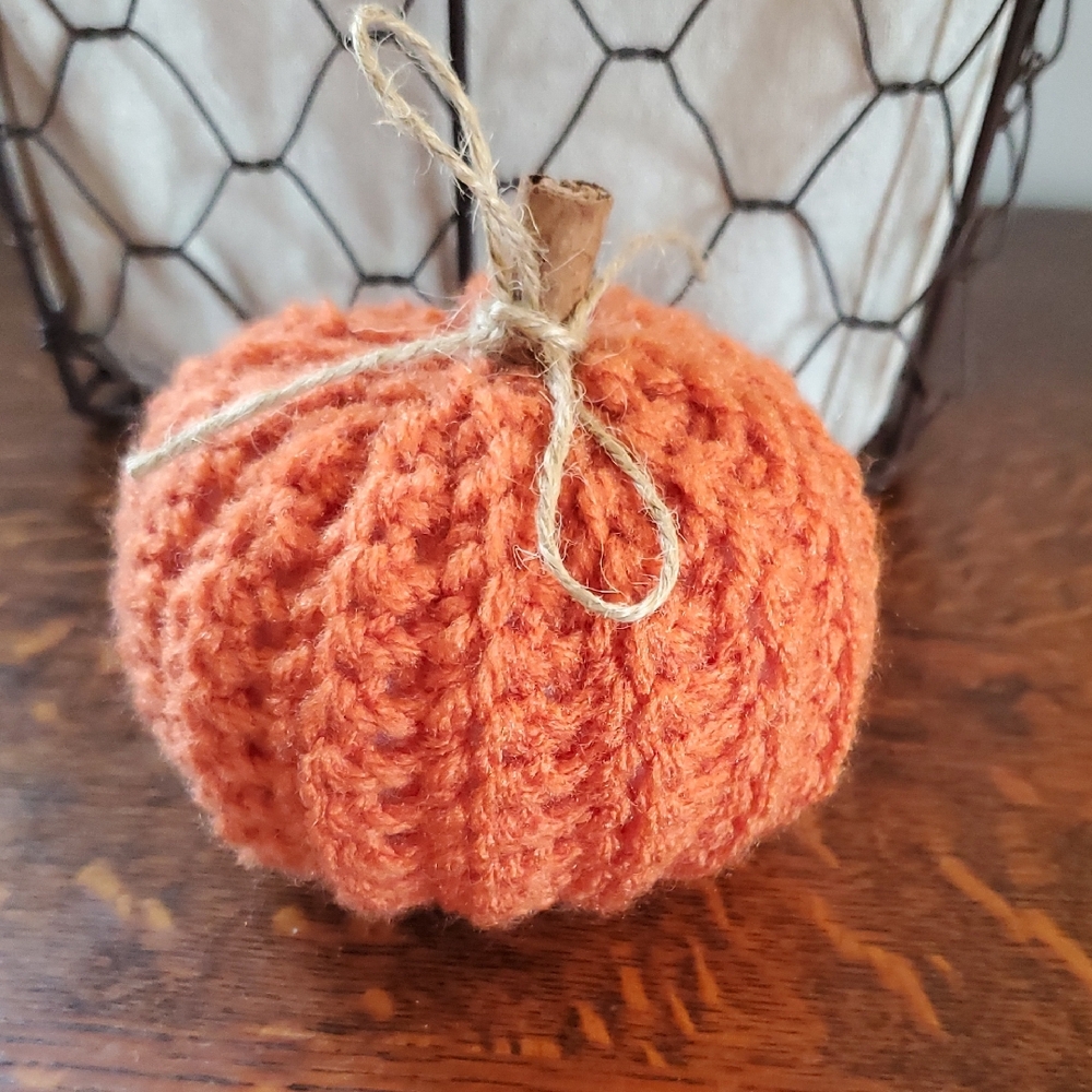 Handmade Orange Crochet Pumpkin Decor